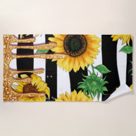Toalla De Playa Sunflower Gold Drip Beach Towel