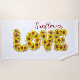 Toalla De Playa Sunflower Love Beach Towel