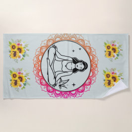 Toalla De Playa Sunflower Serenity: Meditation Mandala Beach Towel