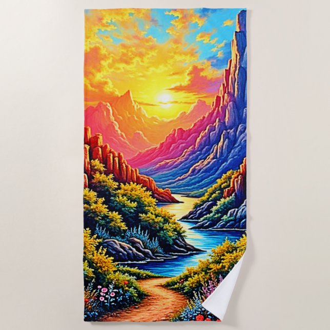 Toalla De Playa  Sunset Canyon River Art (Anverso)
