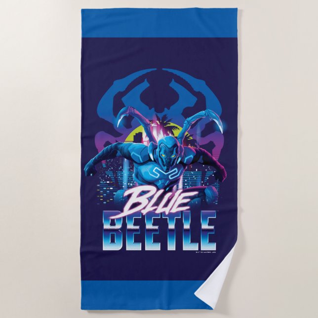 Toalla De Playa Sunset de Blue Beetle Retrowave City (Anverso)