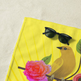 Toalla De Playa Sunshine amarillo limón y gotas de excremento