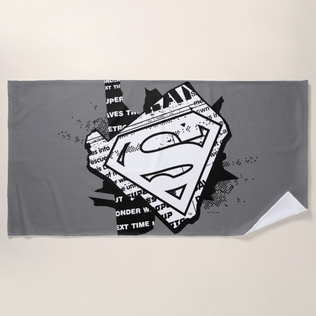 Toalla De Playa Supergirl Newsprint S-Shield (Anverso)