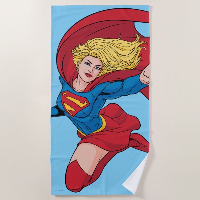 Toalla De Playa Supergirl Volando hacia arriba Ilustracion (Anverso)