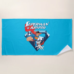 Toalla De Playa Superman y Krypto Soar