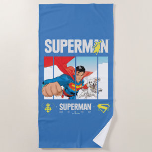 Toalla De Playa Superman y Krypto Take Flight