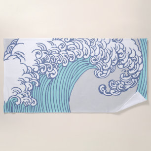 Toalla De Playa Surf asiático japonés ondea arte oceánico