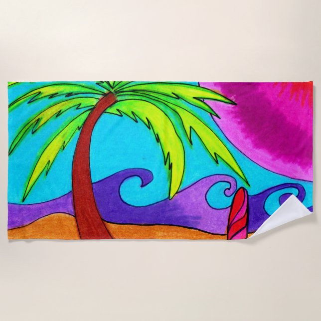 Toalla De Playa Surf Board in the Sand (Anverso)