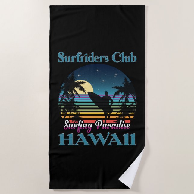 Toalla De Playa Surf riders Club, Surfing Paradise, Hawaii (Anverso)