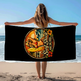 Toalla De Playa Surf Shack Surfer Pin-Up | Ride The Waves Surfing