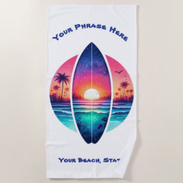 Toalla De Playa Surfboard en el atardecer