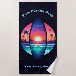 Toalla De Playa Surfboard en el atardecer
