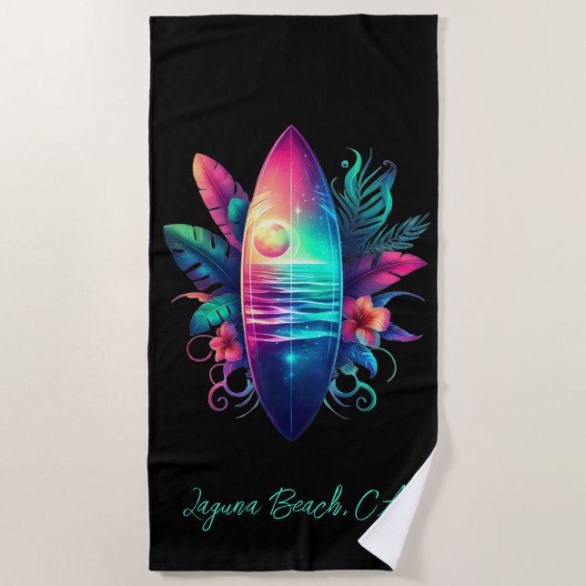 Toalla De Playa Surfboard Tropical Beach- (Anverso)