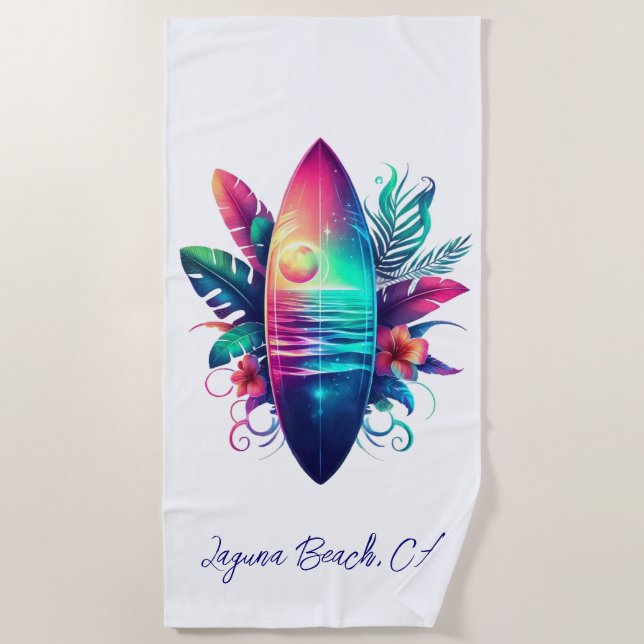 Toalla De Playa Surfboard Tropical Beach- (Anverso)