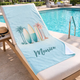 Toalla De Playa Surfing de palmeras retro de sabio