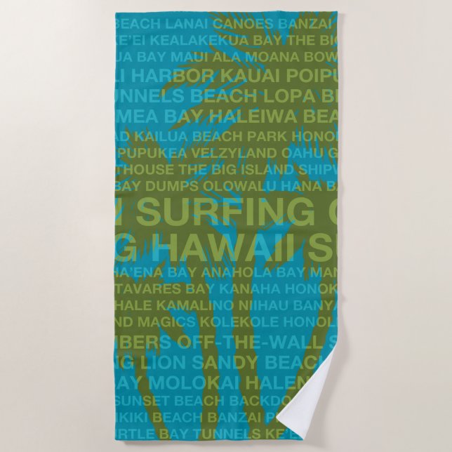 Toalla De Playa Surfing Hawaii Palm Trees Tropical Hawaiano (Anverso)