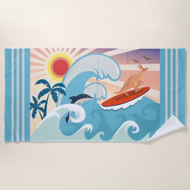 Toalla De Playa Surfing Kangaroo (Anverso)