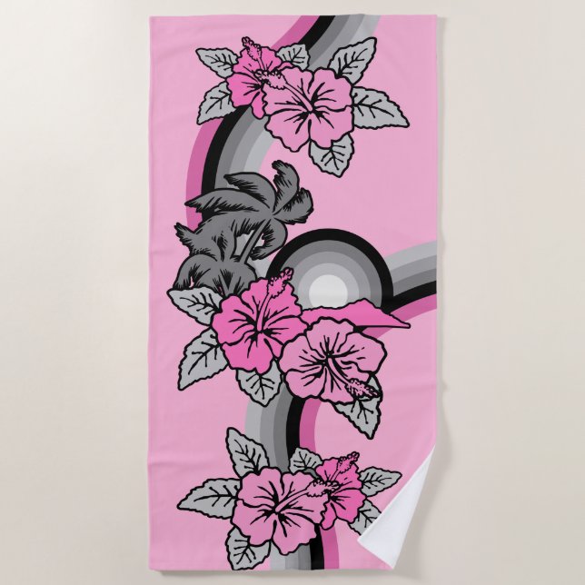 Toalla De Playa Surfing Safari Vintage hawaiano Pink (Anverso)