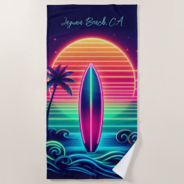 Toalla De Playa Surfing the Neon Sunset-
