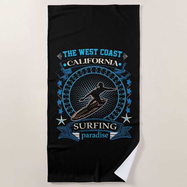 Toalla De Playa Surfing West Coast California (Anverso)