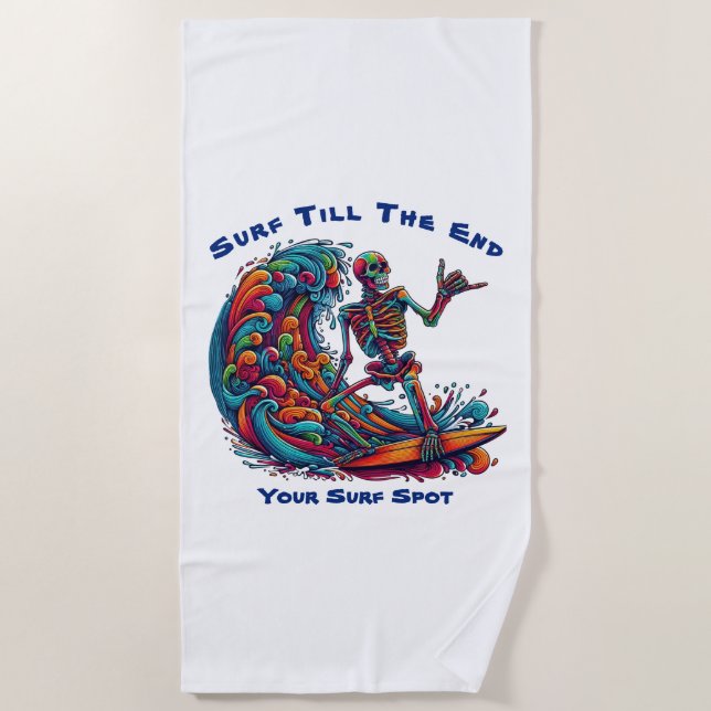 Toalla De Playa Surfista del Skeleton colorido (Anverso)