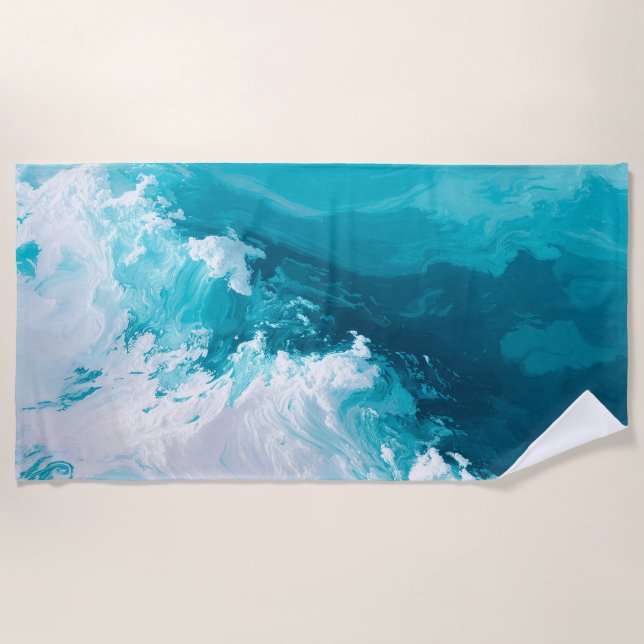 Toalla De Playa Swirling Turquoise Waves Abstract Ocean Wave Art (Anverso)