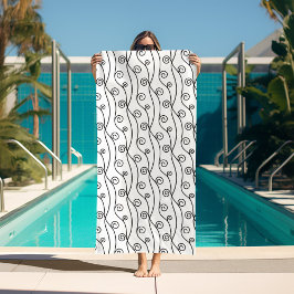 Toalla De Playa Swirls en blanco y negro de moda