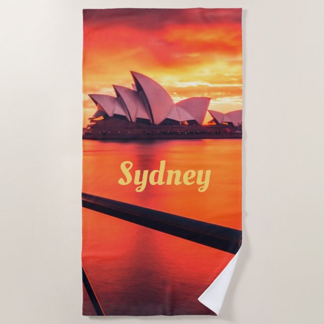 Toalla De Playa Sydney Australia Opera House Orange Sky (Anverso)