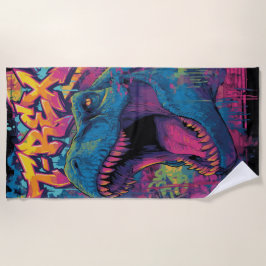 Toalla De Playa T-Rex Graffiti Pop Art Dinosaur Illustration