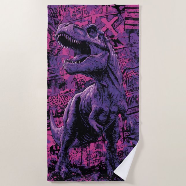 Toalla De Playa T-Rex Graffiti Urban Dinosaur Illustration (Anverso)