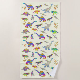 Toalla De Playa T Rex Stegosaurus Brontosaurus Raptor Dinosaur Art