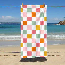Toalla De Playa Tablero de ajedrez colorido