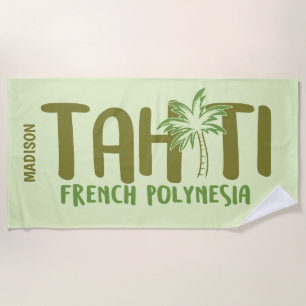 Toalla De Playa Tahití de color y nombre personalizado