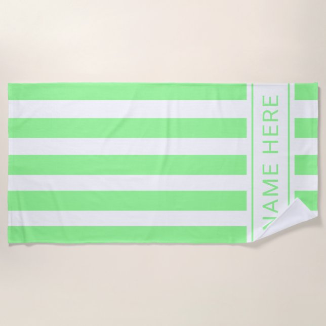 Toalla De Playa Talla de tira blanca con tu nombre (Anverso)