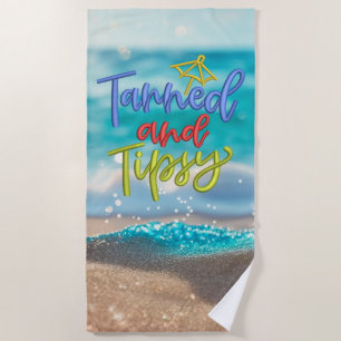 Toalla De Playa Tanned Tipsy Quote Ocean Beach