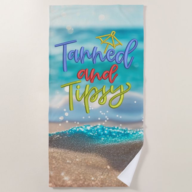 Toalla De Playa Tanned Tipsy Quote Ocean Beach (Anverso)