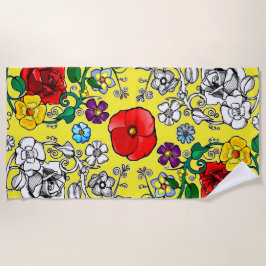 Toalla De Playa Tapis de fleurs au coquelicot