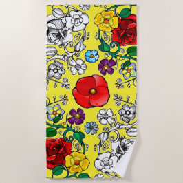 Toalla De Playa Tapis de fleurs au coquelicot