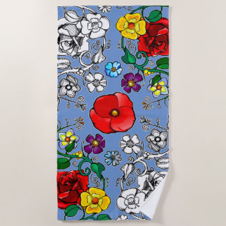 Toalla De Playa Tapis de fleurs au coquelicot
