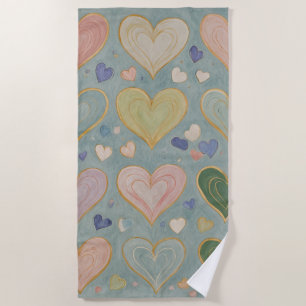 Toalla De Playa Tapiz del corazón Pastel