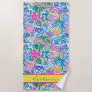 Toalla De Playa Tarjetas Postales de Playa Tropical Personalizadas