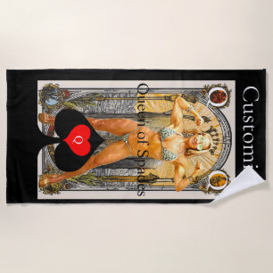 Toalla De Playa Tarot Card Queen of Spades Thunder_Cove