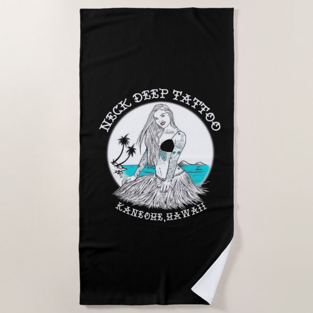 Toalla de playa Tattoo Hula Chica (Anverso)