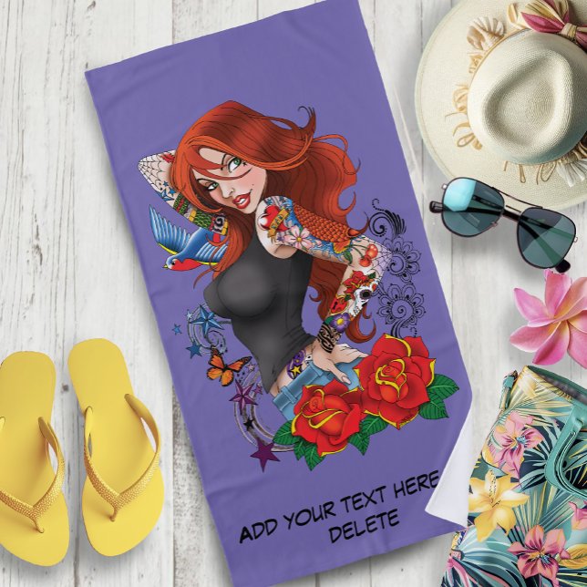 Toalla De Playa Tattoos de la mujer de Redhead (Subido por el creador)