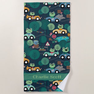 Toalla De Playa Taxistas de Raza de Rana Niños Personalizados