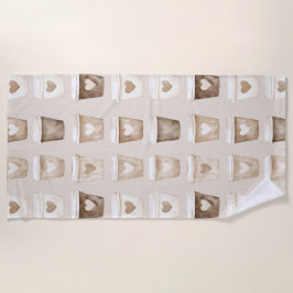 Toalla De Playa Tazas de Corazón de Café con Crema