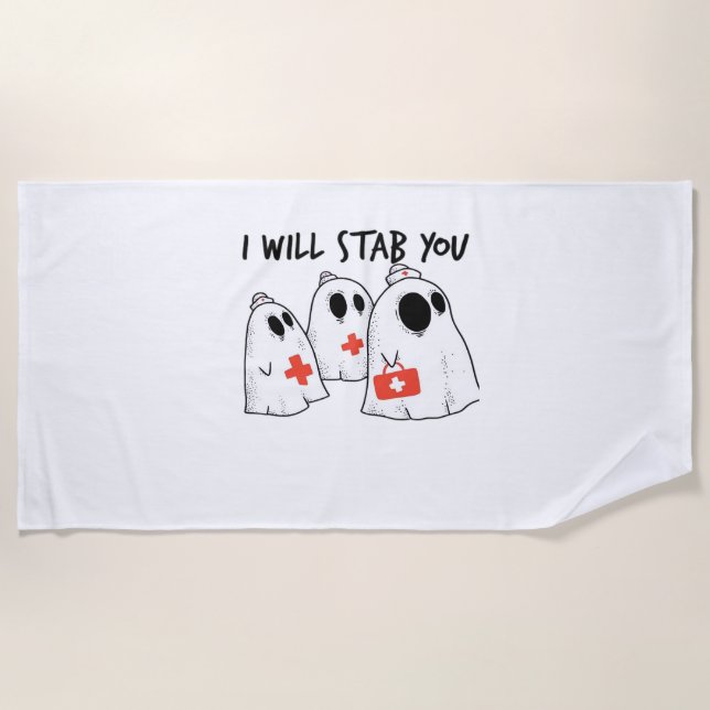 Toalla De Playa Te Apuñalaré Enfermera Graciosa RN Halloween Gho (Anverso)