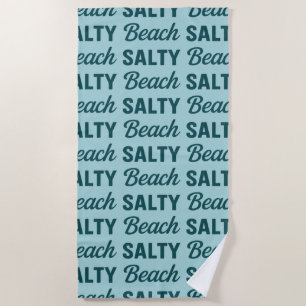 Toalla De Playa Teal Retro Salado Costero y Gráfico de Vidrio Azul