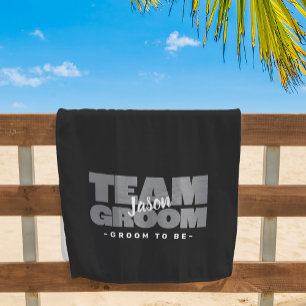 Toalla De Playa Team Groom To Be Name Boda Guay Retro Black