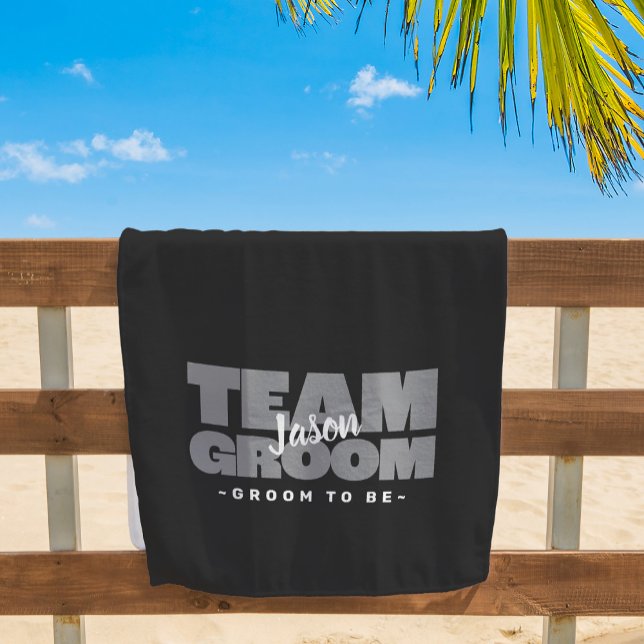 Toalla De Playa Team Groom To Be Name Boda Guay Retro Black (Subido por el creador)